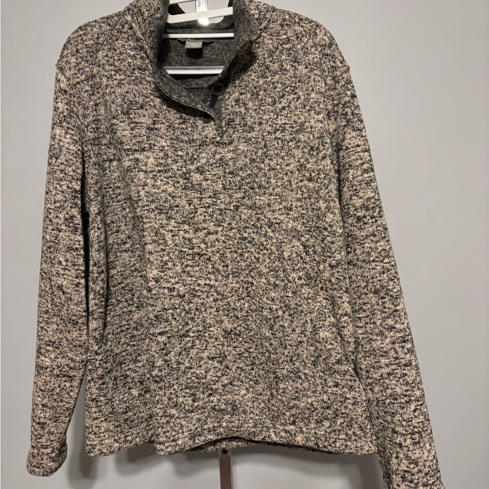 Natural Reflections Men’s Pull Over Sweater V Neck With Buttons M Tan And Black